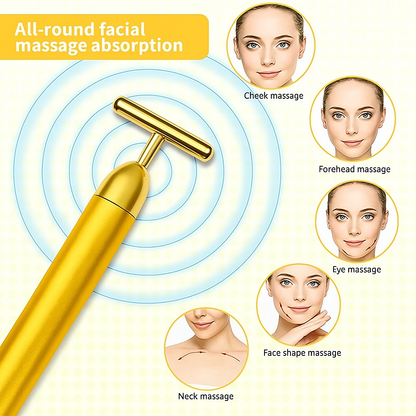 24K Gold Energy Beauty Bar Electric Facial Massage Roller