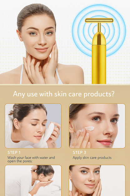 24K Gold Energy Beauty Bar Electric Facial Massage Roller