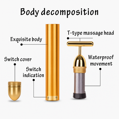 24K Gold Energy Beauty Bar Electric Facial Massage Roller